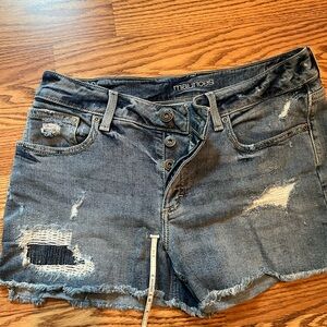 Maurices Women's Distressed Jean Shorts - Dark Blue